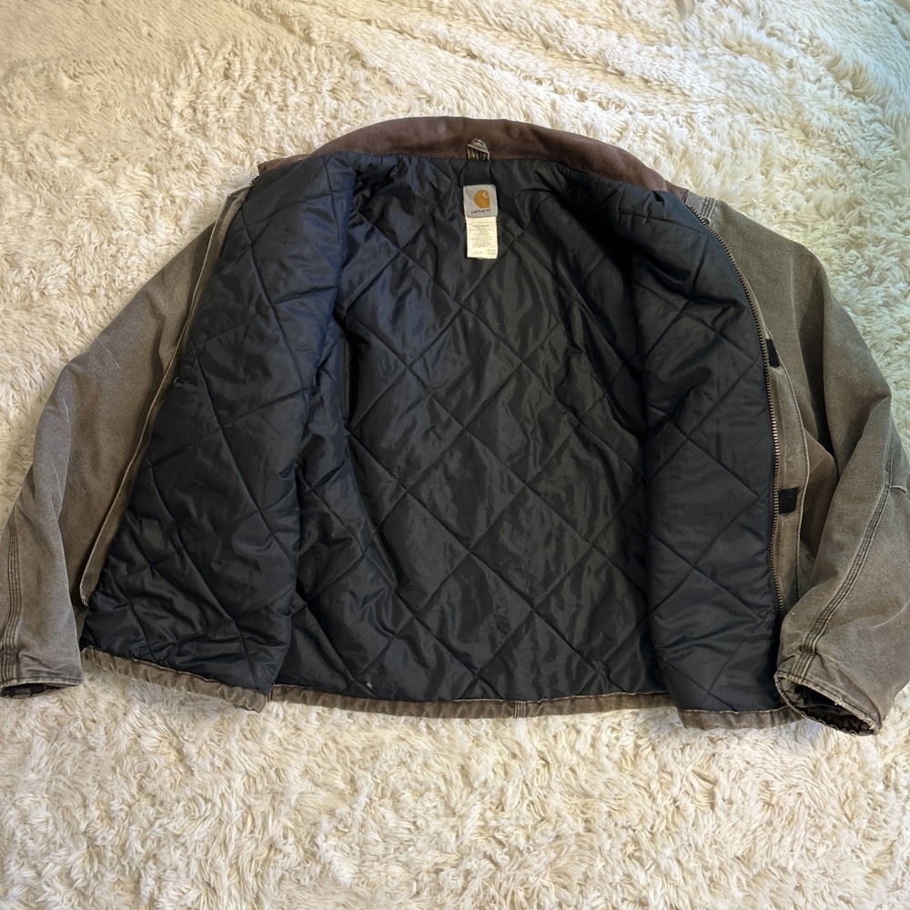 Carhartt J22-CHT Brown Vintage Mens XXL Arctic Jacket Corduroy Collar Distressed - Picture 3 of 16